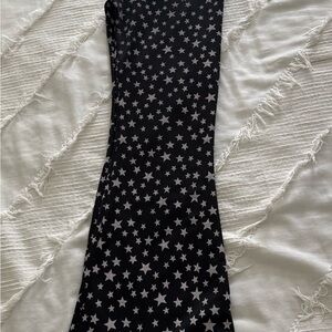 Black Star Print Bell Bottom Pants